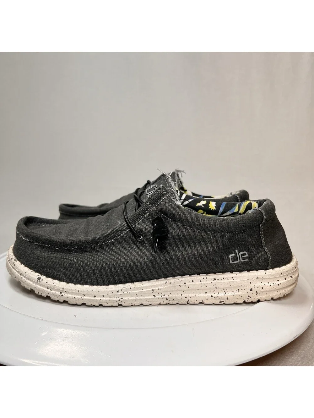 HEY DUDE Men's Shoes Wally Stretch Canvas Comfort Black - Size 9